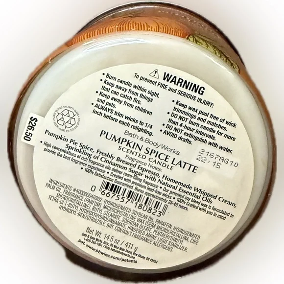 🎃BATH AND BODY WORKS🎃Pumpkin Spice Latte 3-Wick Candle/NWT - Picture 6 of 6